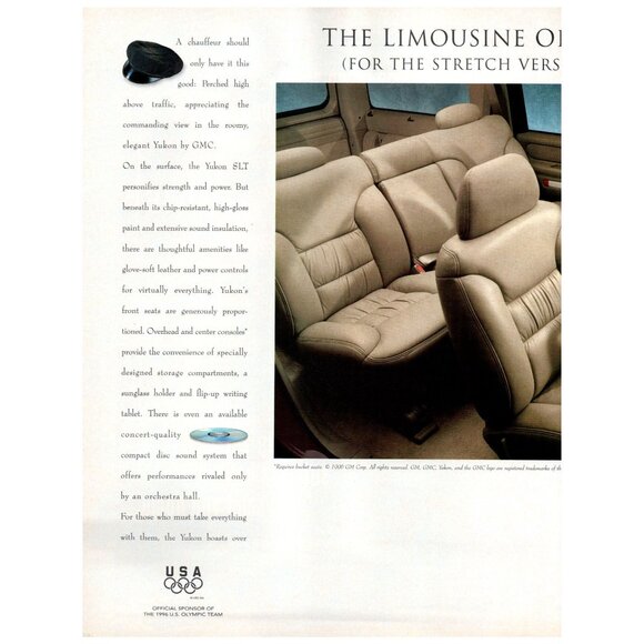 1997 GMC Yukon Limousine of SUVs 2 Page Vintage Print Ad Interior Wall Art - Picture 2 of 4